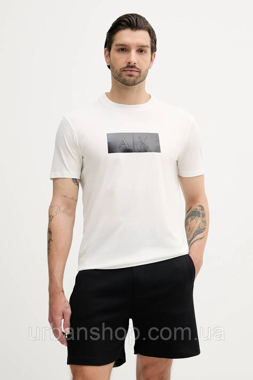 Urbanshop com ua Бавовняна футболка Armani Exchange колір бежевий з аплікацією XM000786 AF10364 РОЗМІРИ