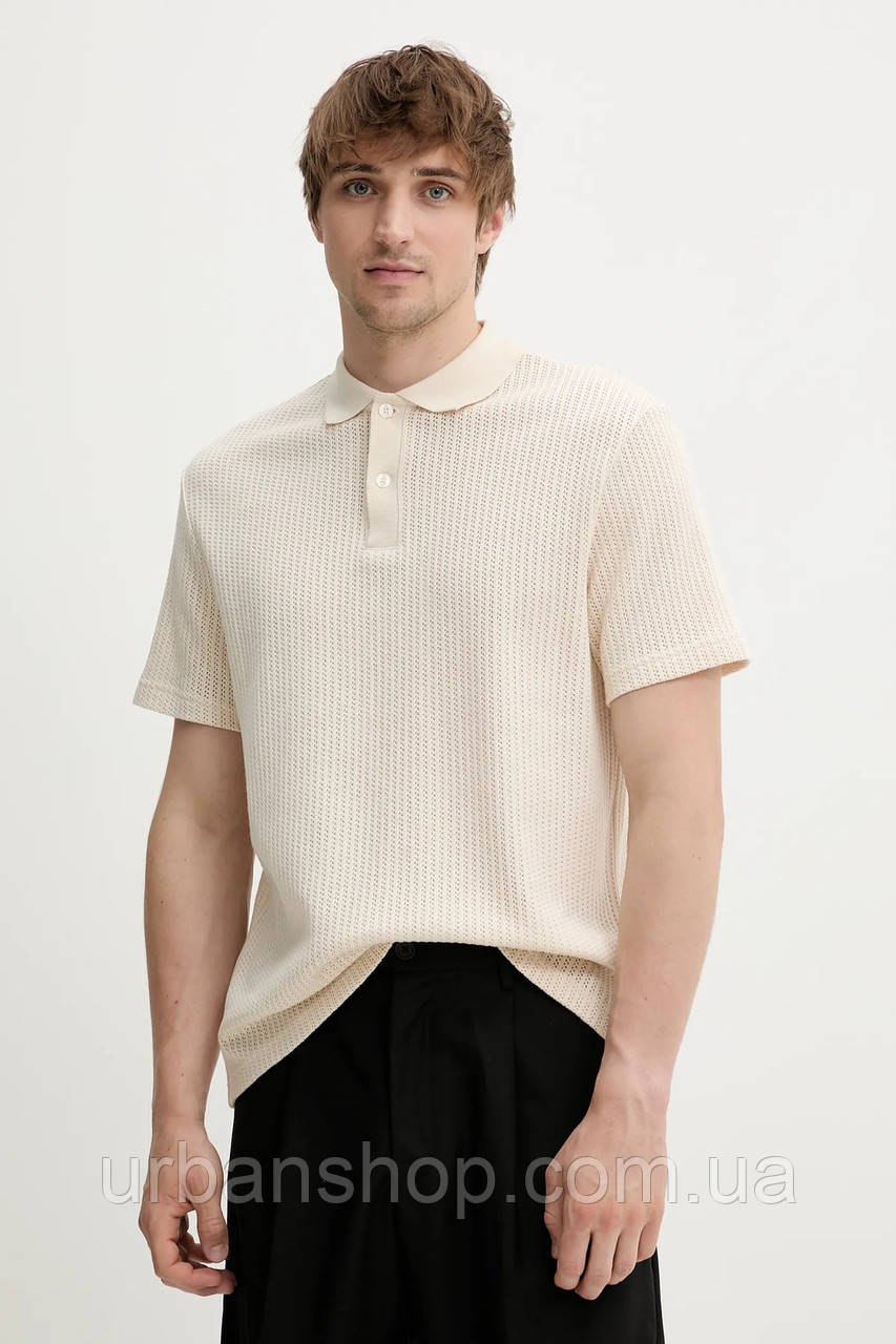 Urbanshop com ua Бавовняне поло Samsoe Samsoe SAJASE колір бежевий однотонне M25100033 РОЗМІРИ ЗАПИТУЙТЕ