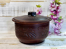 Глиняний горщик із кришкою Традиційний орнамент 3 л