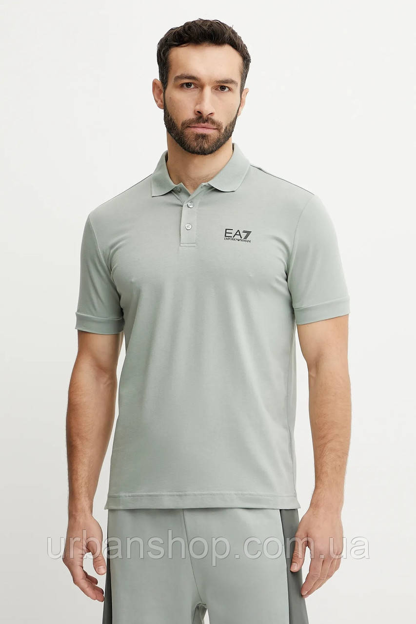 Urbanshop com ua Поло EA7 Emporio Armani чоловіче колір зелений з принтом PJVQZ.8NPF14 РОЗМІРИ ЗАПИТУЙТЕ