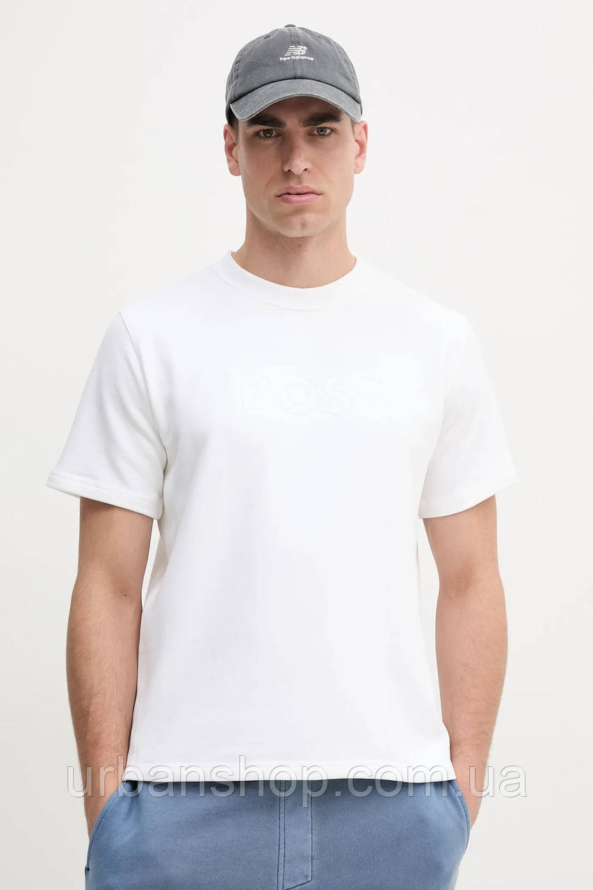 Urbanshop com ua Бавовняна футболка лаунж BOSS чоловіча колір білий з аплікацією 50540519 РОЗМІРИ ЗАПИТУЙТЕ