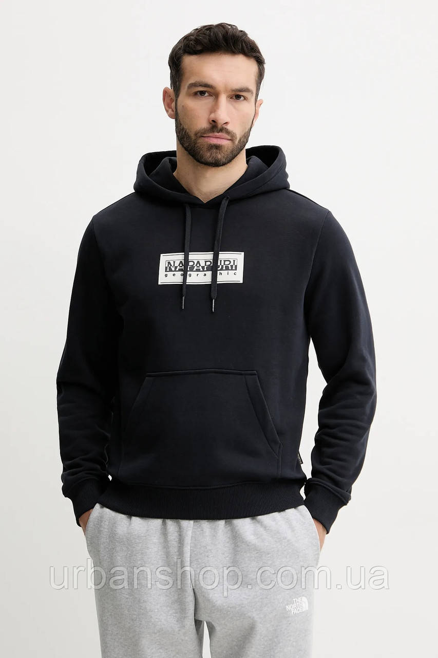 Urbanshop com ua Кофта Napapijri B-Box чоловіча колір синій з капюшоном з принтом NP0A4I190411 РОЗМІРИ