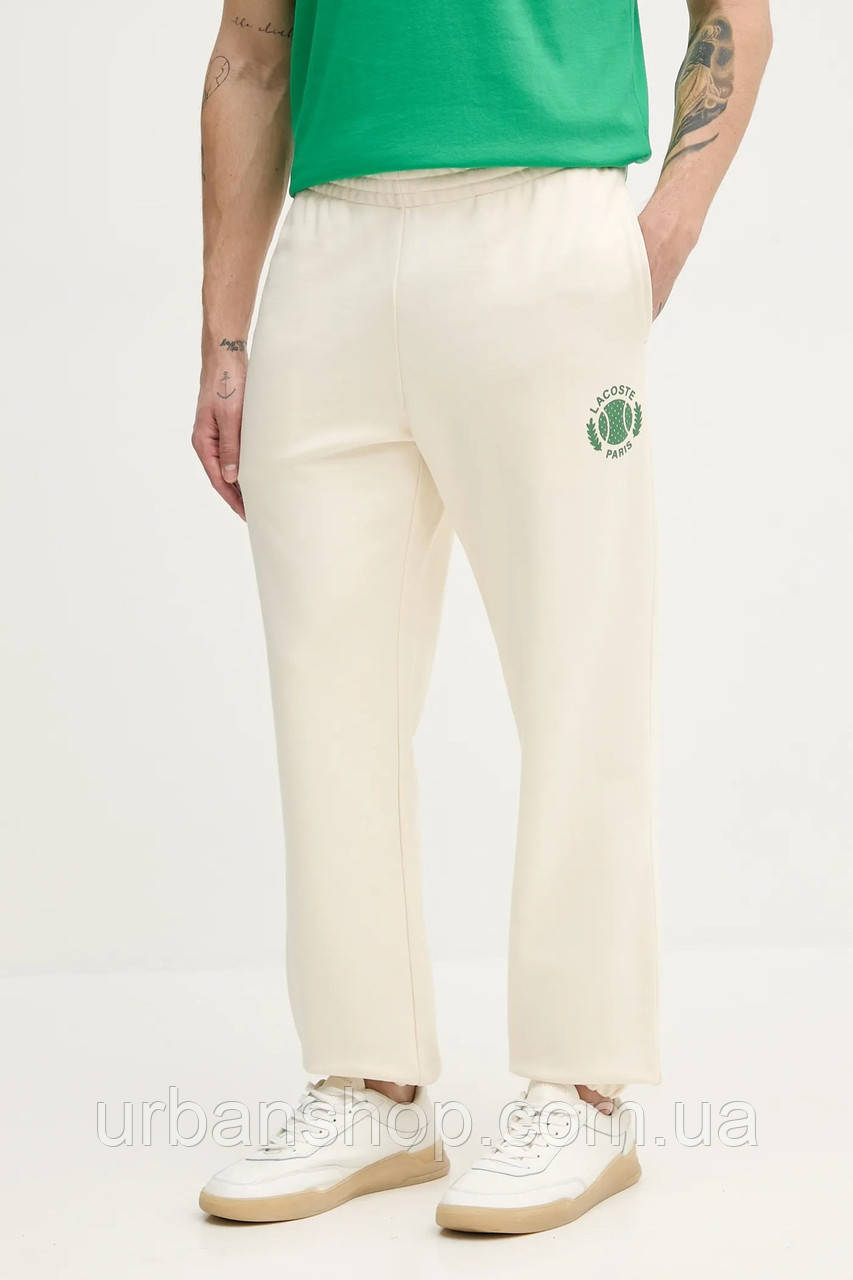 Urbanshop com ua Спортивні штани Lacoste чоловічі колір бежевий з принтом XH9777 РОЗМІРИ ЗАПИТУЙТЕ