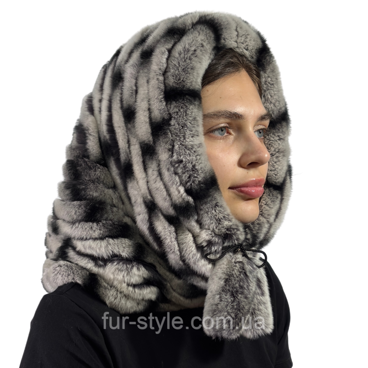 Жіночий хутряний капюшон з кролика рекс "Труба", фото 1