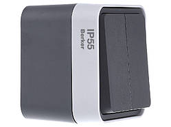 Вимикач 2-клавішний IP55 накладний сірий - Berker W.1 30753505