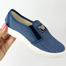 Кеди джинсові мокасини для хлопчика сині тм Waldi