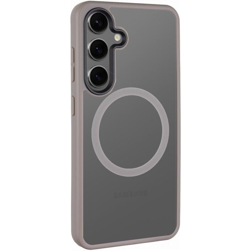 Чохол Metal Buttons with MagSafe Colorful для Samsung Galaxy S25 Edge |TPU+PC| Сірий / Grey, фото 1