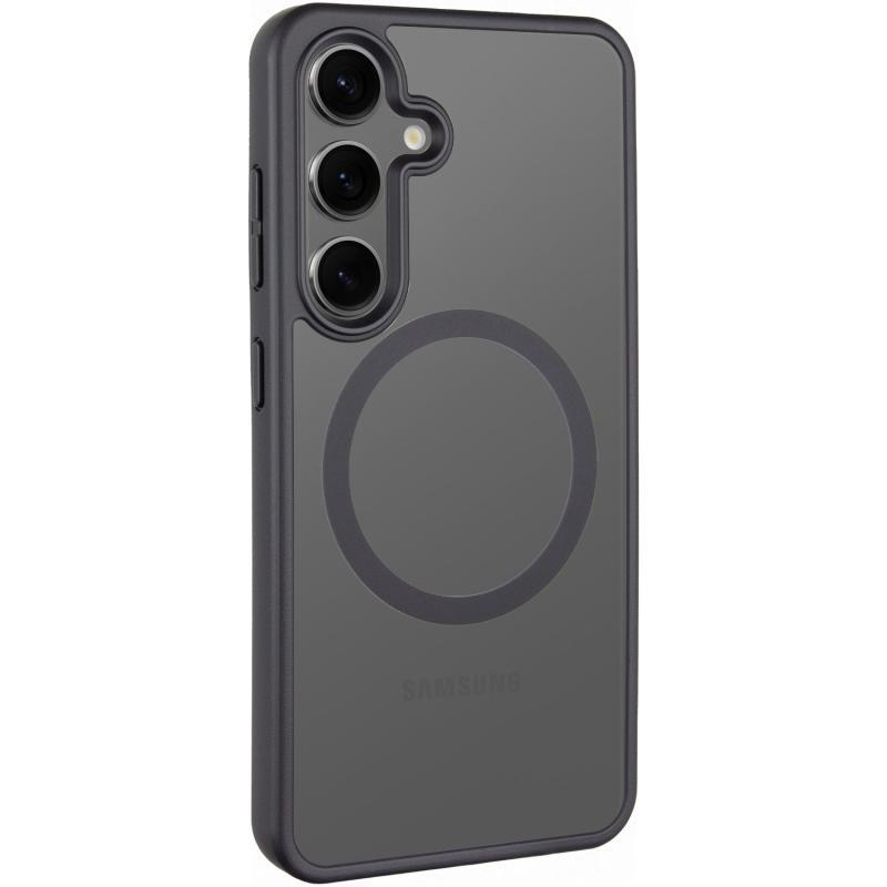 Чохол Metal Buttons with MagSafe Colorful для Samsung Galaxy S25 Edge |TPU+PC| Чорний / Black, фото 1