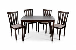 Обідня група Юджин горіх темний - стіл і 4 стільці з вигнутими спинками