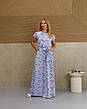 Довга сукня, літня в блакитному кольорі з квітами "Аліна". Розміри від 44 до 58, фото 7