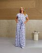 Довга сукня, літня в блакитному кольорі з квітами "Аліна". Розміри від 44 до 58, фото 6