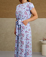 Довга сукня, літня в блакитному кольорі з квітами "Аліна". Розміри від 44 до 58, фото 5