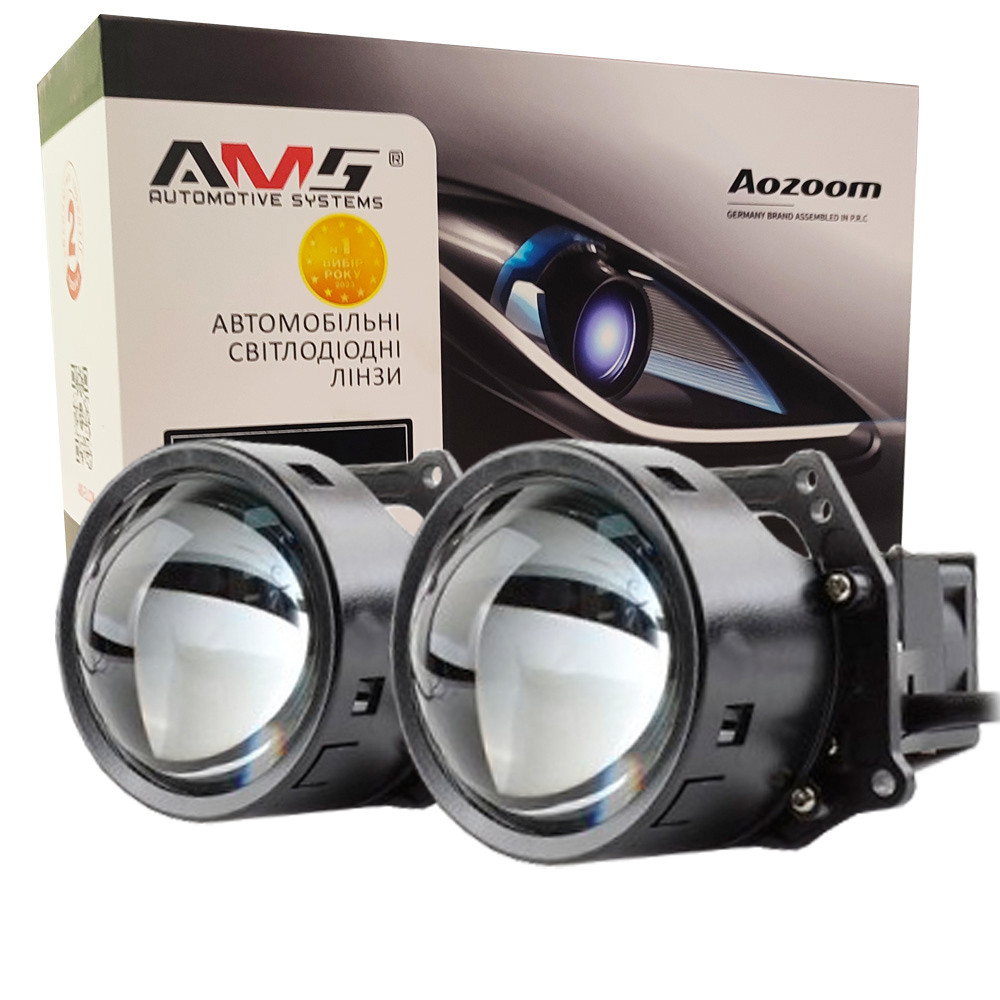 Світлодіодна LED лінза для фар AMS ULTIMATE U3 3.0" F 5500K 68W комплект 2 шт, фото 1