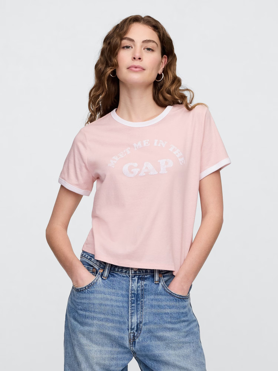 УЦІНКА Жіноча укорочена футболка GAP з логотипом 1159844268 (рожевий L)., фото 1