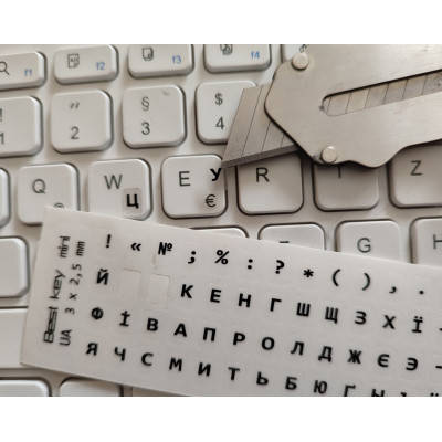 Наклейка на клавіатуру BestKey мініатюрна прозора, 56, чорний (BKm3BlTr), фото 2