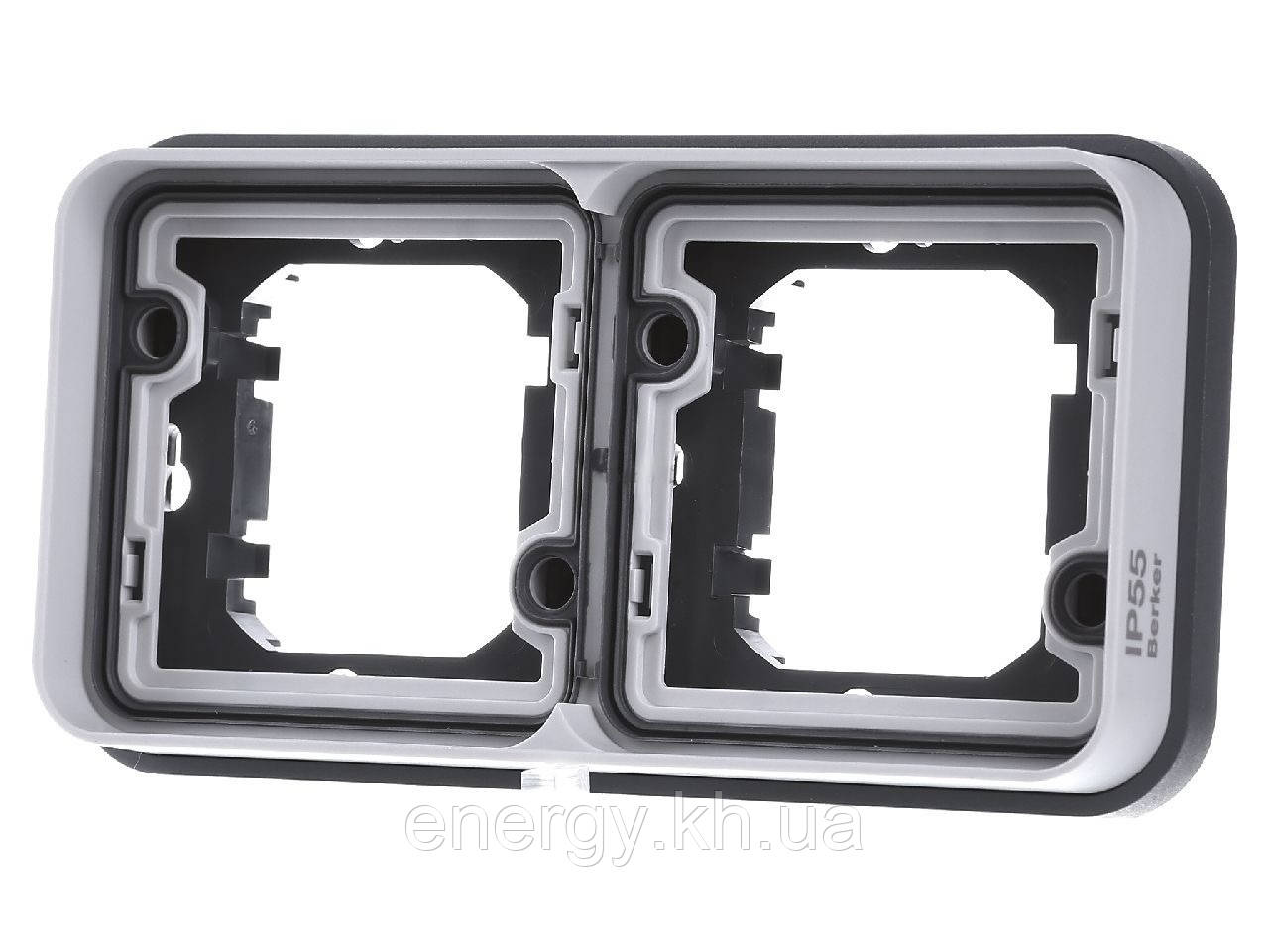 Рамка 2Х для врізного монтажу горизонтальна Сіра - Berker W.1 13293505, фото 1