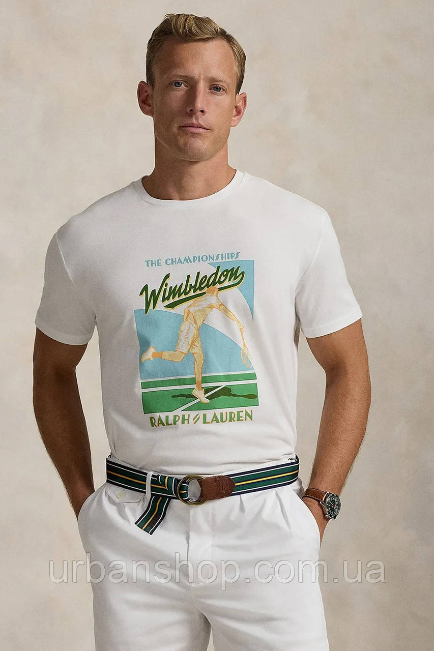 Urbanshop com ua Бавовняна футболка Polo Ralph Lauren Wimbledon Collection колір білий з принтом 710970512