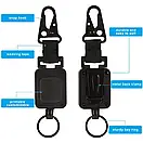 Ретрактор тактичний карабін брелок FAT BLACK з тросиком 60 см, фото 7