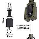 Ретрактор тактичний карабін брелок FAT BLACK з тросиком 60 см, фото 6