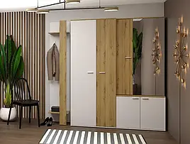 Комплект меблів в передпокій 200 см Барселона № 2 білий/дуб артісан Сокме