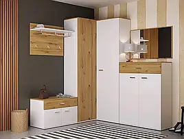 Комплект меблів кутовий в передпокій Барселона № 3 білий/дуб артісан Сокме
