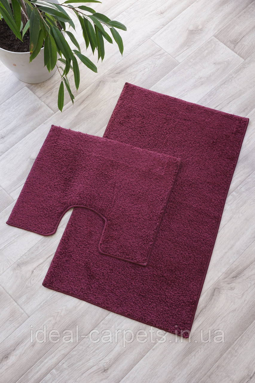 Однотонний комплект для ванної 60*100 та 60*50см Бургунді 0869 Туреччина, фото 1