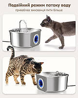 Фонтанчик автопоїлка для кота Pet Water Fountain 3,2л з нержавіючої сталі та LED-підсвічуванням - автоматична поїлка, фото 5