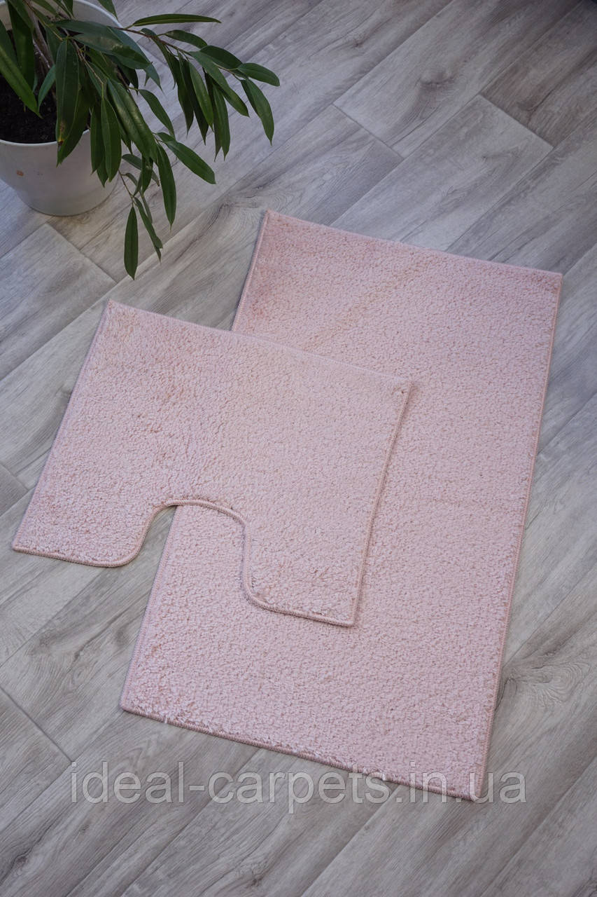 Однотонний комплект для ванної 60*100 та 60*50см Рожевий 0872 Туреччина, фото 1