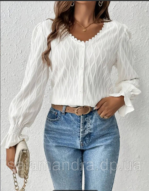 Блузка літня, жіноча, трикотажна з довгим рукавом 50 р., фото 1