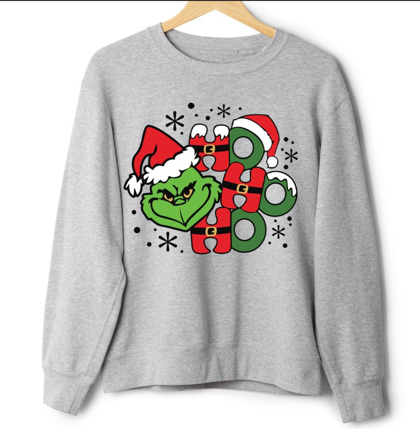 Світшот оверсайз унісекс Грінч Grinch Новорічний Святковий Прикольні Написи Вайб Хохохо Санта 33 ВСІ Розміри, фото 1