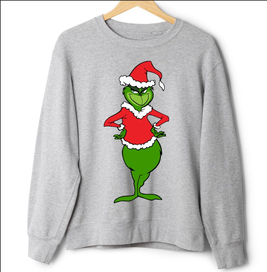 Світшот оверсайз унісекс Грінч Grinch Новорічний Святковий Прикольні Написи Вайб Хохохо Санта 3 ВСІ Розміри, фото 1
