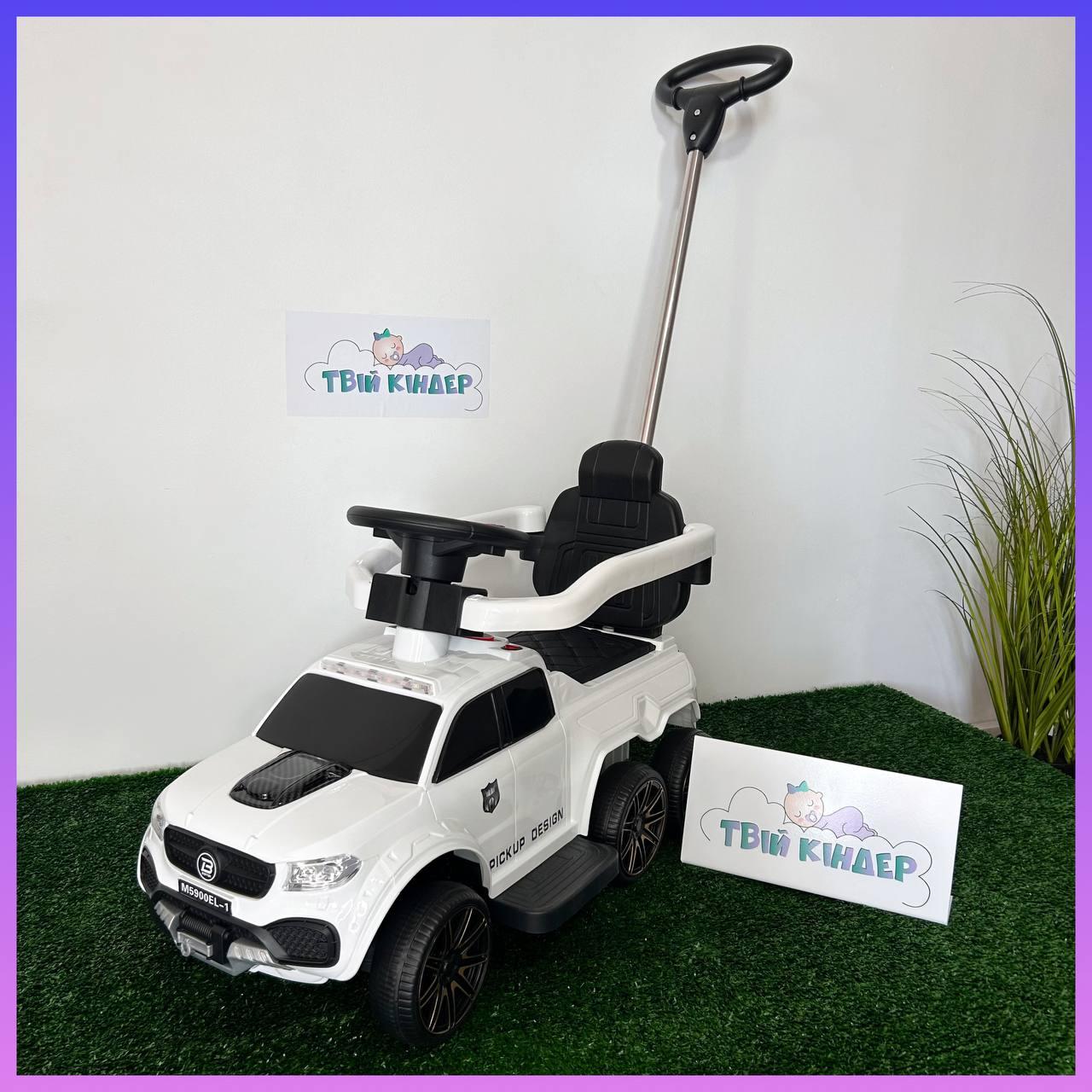 Дитяча каталка-толокар Bambi M 5900 з батьківською ручкою 2 в 1 Білий, фото 1