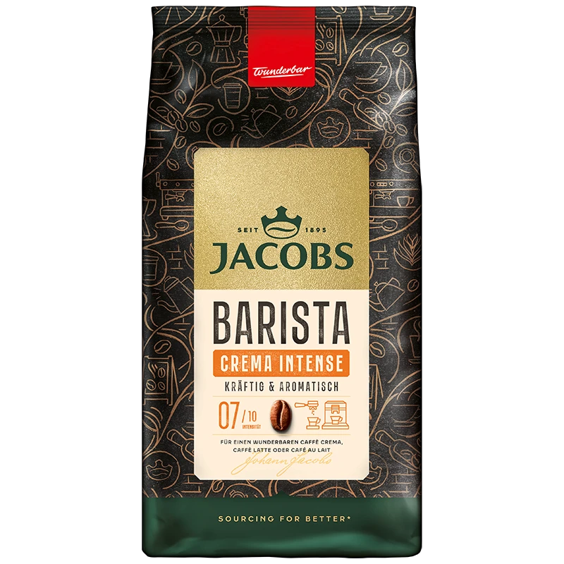 Кава в зернах Jacobs Barista Crema Intense 1000 г, купаж арабіки та робусти, Нідерланди