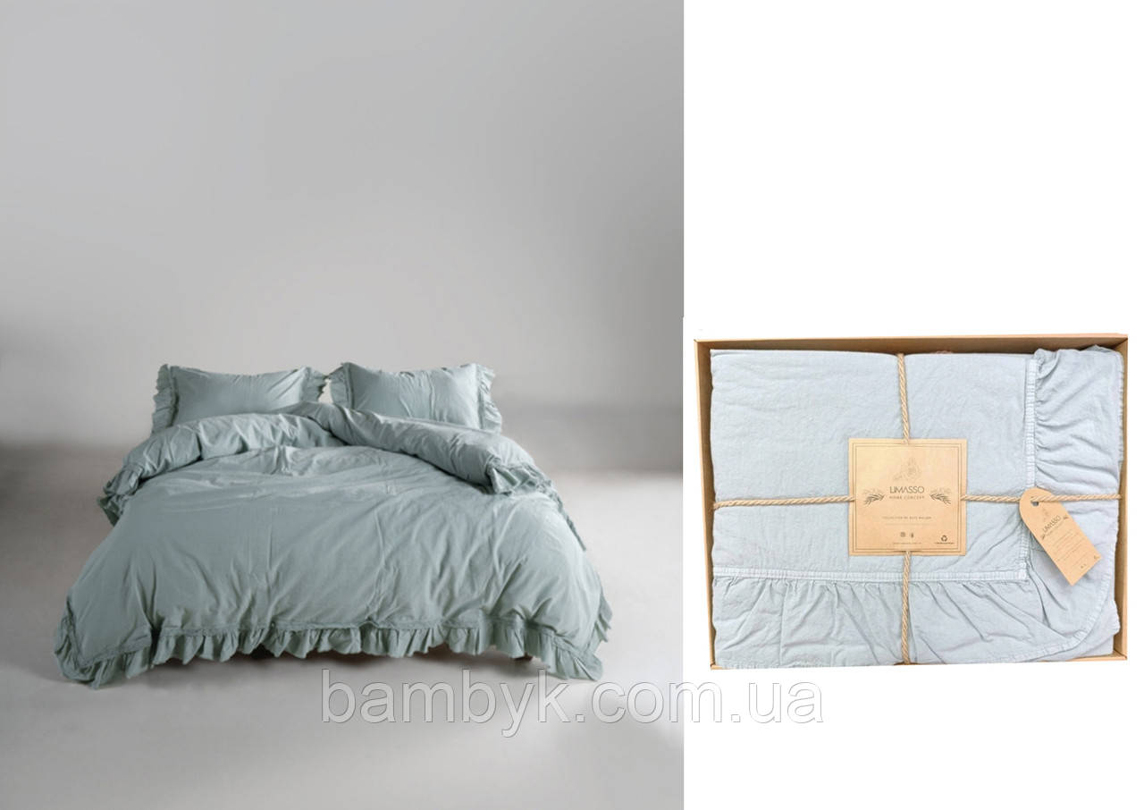 Постільна білизна Limasso "Mint" з рюшами варена бавовна євро-розмір якісна м'яка Туреччина