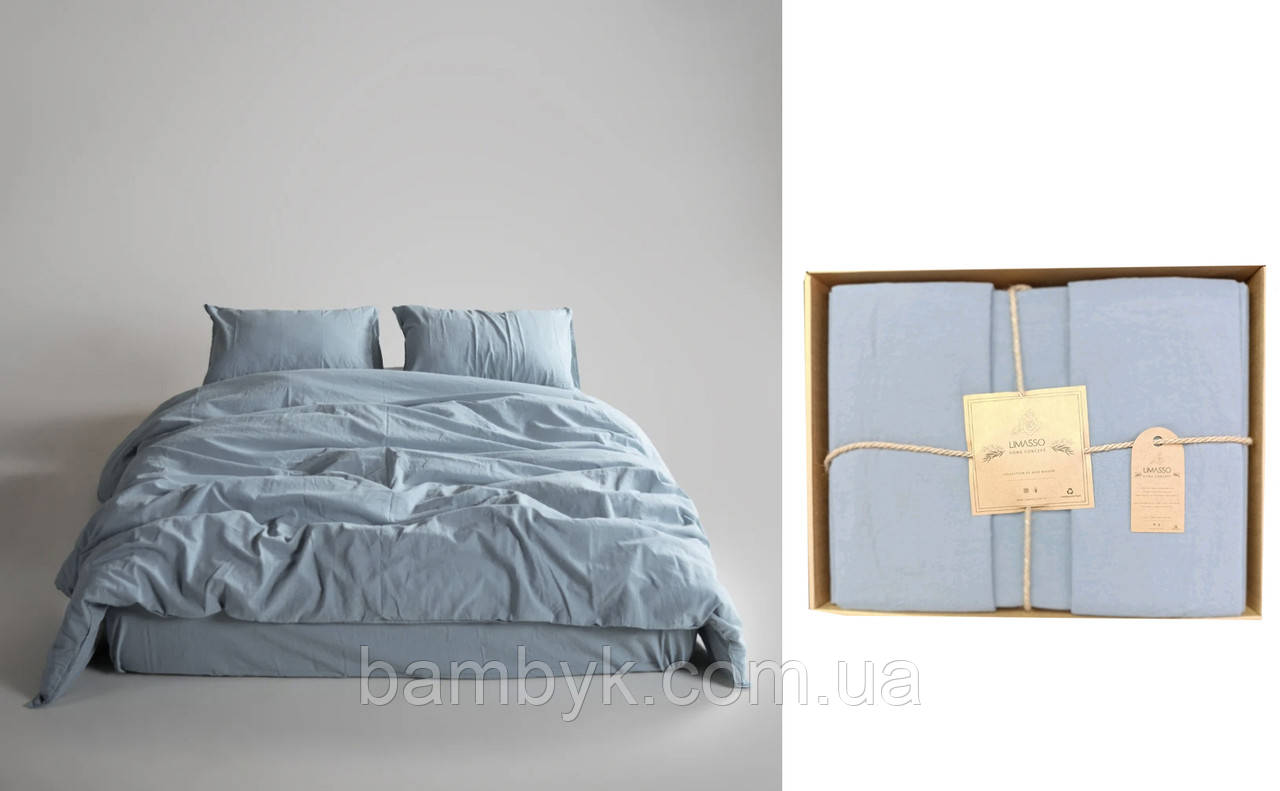 Постільна білизна Limasso "Blue" варена бавовна євро-розмір якісна м'яка Туреччина