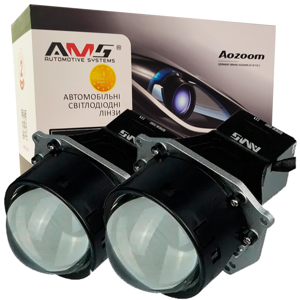 Світлодіодна LED лінза для фар AMS ULTIMATE U9 LASER 3.0" F 5500K 69W комплект 2 шт, фото 1