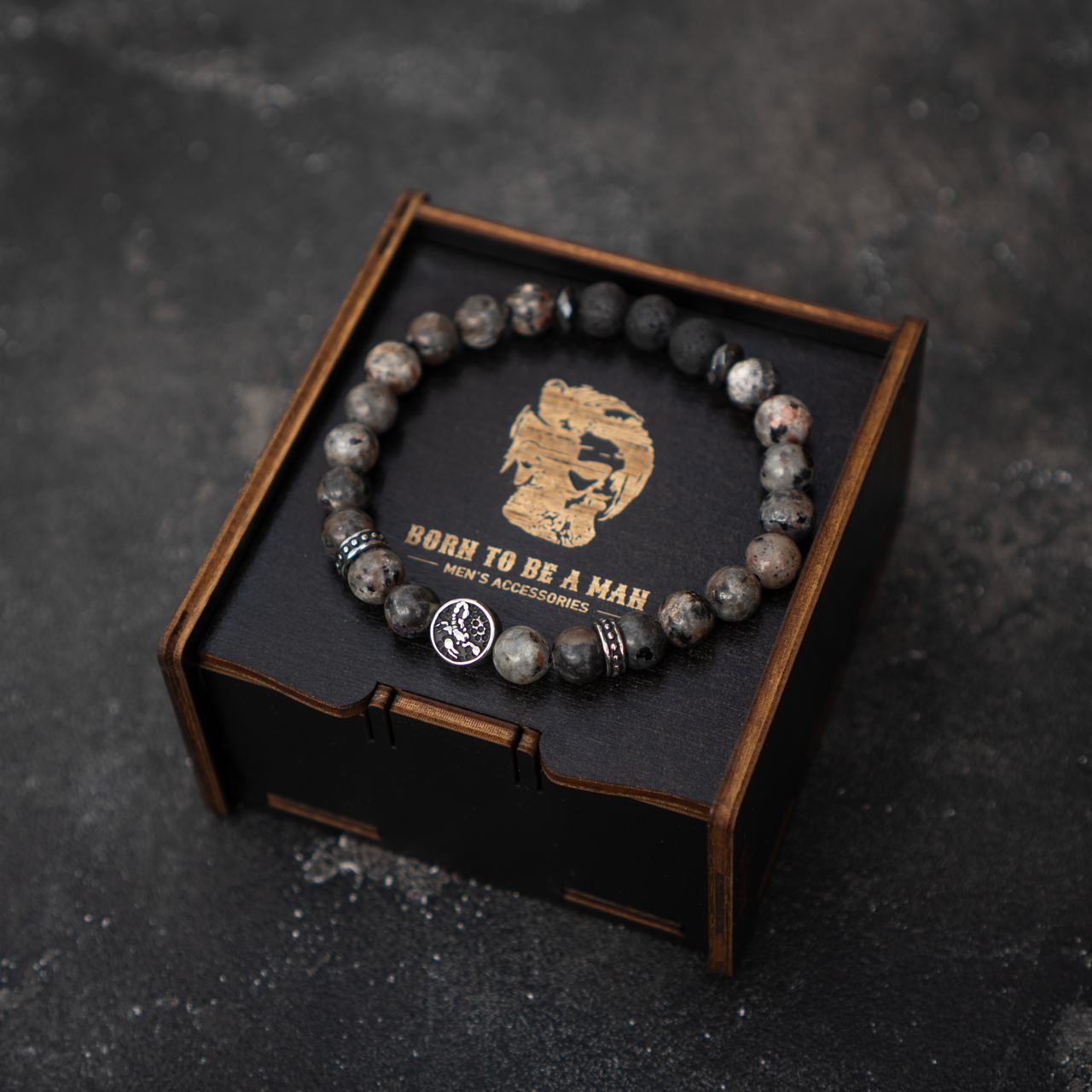 Чоловічий раслет зі знаком Зодіаку Скорпіон натурального каміння, фото 1