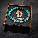 Чоловічий раслет зі знаком Зодіаку Терези натурального каміння, фото 2