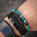 Чоловічий раслет зі знаком Зодіаку Терези натурального каміння, фото 3