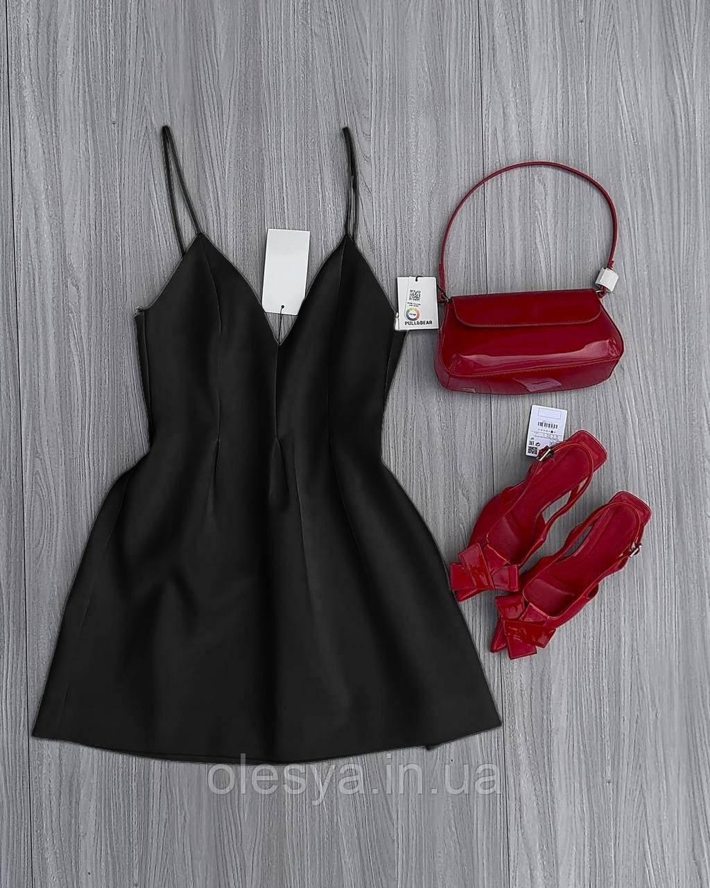 Жіноча ефектна коротка сукня із якісної костюмки 544 Розміри ХS- L, фото 1