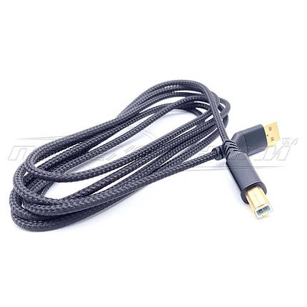 Кабель USB 2.0 AM - BM для принтера, ганчірковий, 2 м, фото 2