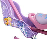 Дитячий сталевий Princess 14 велосипед із батьківською ручкою, кошиком, багажником для ляльки, бузковий для дівчинки, фото 9