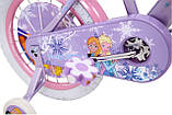 Дитячий сталевий Princess 14 велосипед із батьківською ручкою, кошиком, багажником для ляльки, бузковий для дівчинки, фото 6