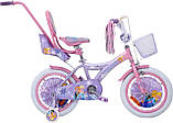 Дитячий сталевий Princess 14 велосипед із батьківською ручкою, кошиком, багажником для ляльки, бузковий для дівчинки, фото 2