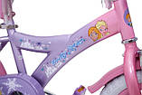 Дитячий сталевий Princess 14 велосипед із батьківською ручкою, кошиком, багажником для ляльки, бузковий для дівчинки, фото 5