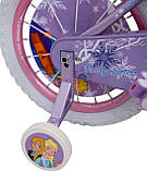 Дитячий сталевий Princess 14 велосипед із батьківською ручкою, кошиком, багажником для ляльки, бузковий для дівчинки, фото 8