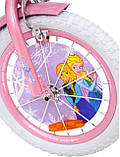 Дитячий сталевий Princess 14 велосипед із батьківською ручкою, кошиком, багажником для ляльки, бузковий для дівчинки, фото 7