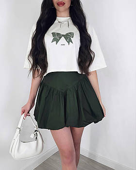 Костюм жіночий літній футболка з накатом і спідниця-міні (Норма)