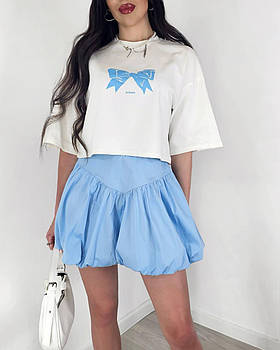 Костюм жіночий літній футболка з накатом і спідниця-міні (Норма)