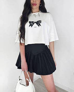 Костюм жіночий літній футболка з накатом і спідниця-міні (Норма)